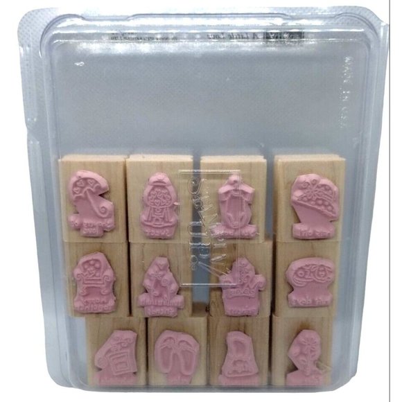 Stampin Up A Little Love 12 Piece Rubber Stamp Kit 2004 Doodles Drawings Whimsy - Picture 2 of 4